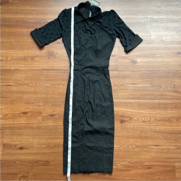 Collectif Wednesday Wiggle Pencil Midi Mesh Polka Dot - Picture 5 of 9